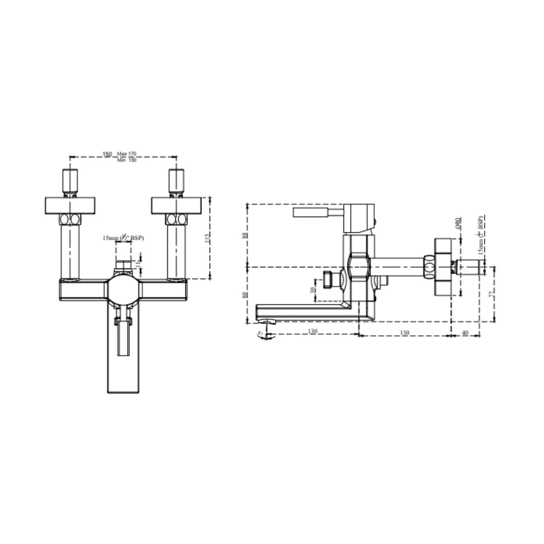 Cera 2 Way Wall Mixer Gayle F1014414 - Chrome Finish