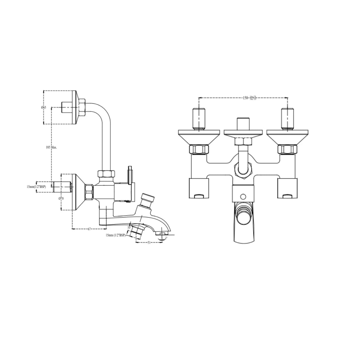 Cera 3 Way Wall Mixer Victor F1015403 - Chrome Finish