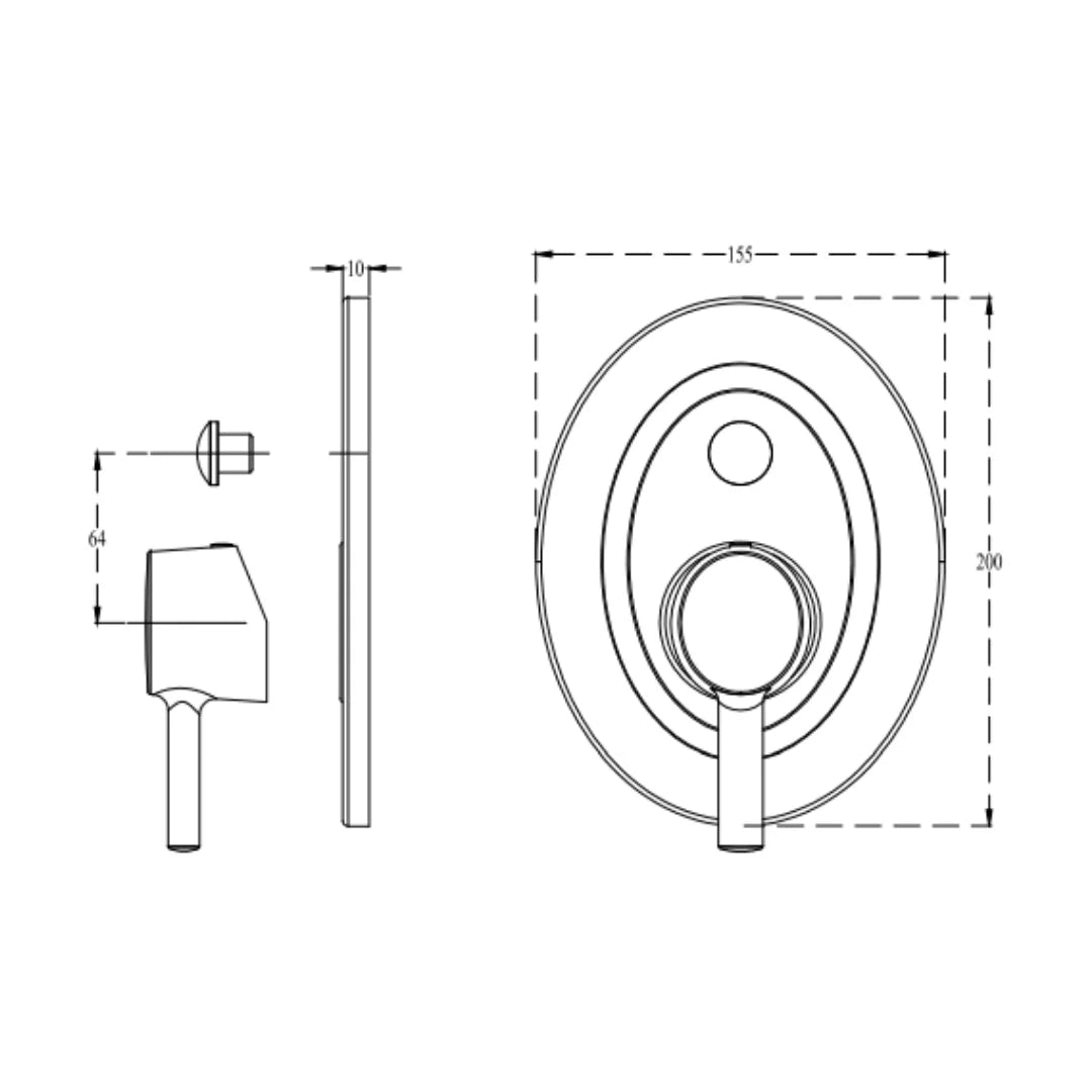Cera 2 Way Diverter Ripple F1017701 - Chrome Finish