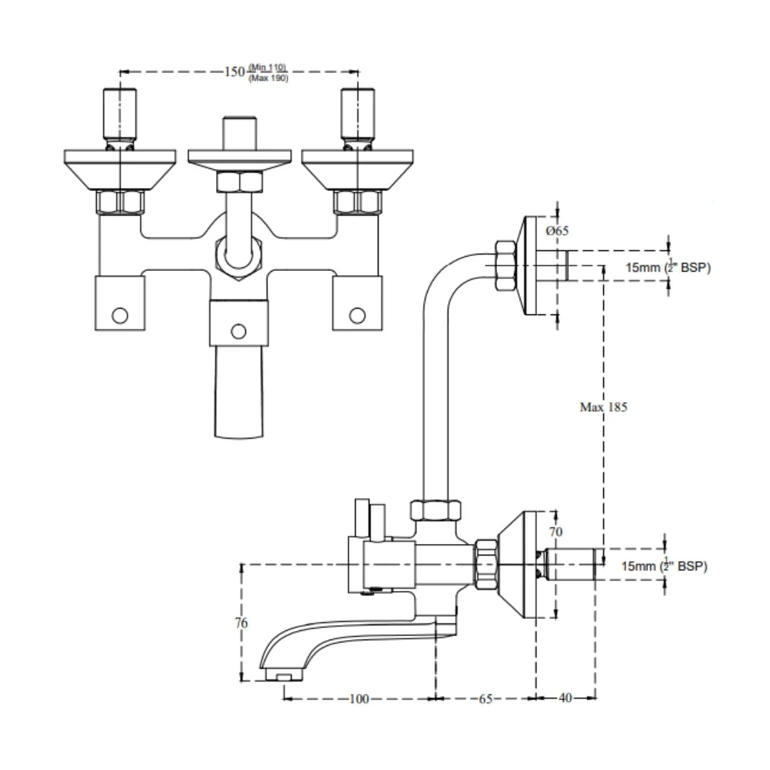 Cera 2 Way Wall Mixer Garnet F2002401 - Chrome Finish