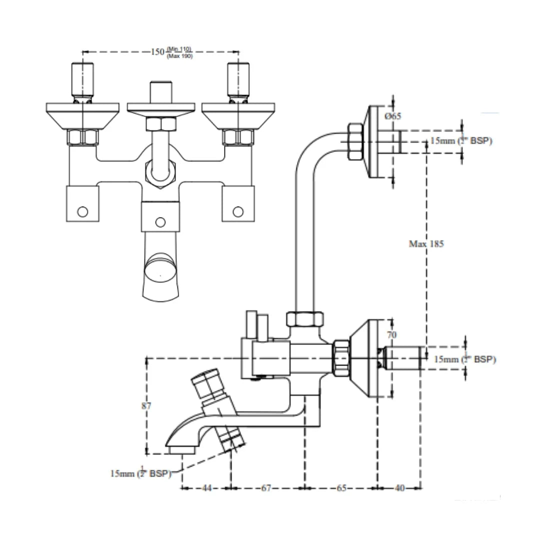 Cera 3 Way Wall Mixer Garnet F2002403 - Chrome Finish