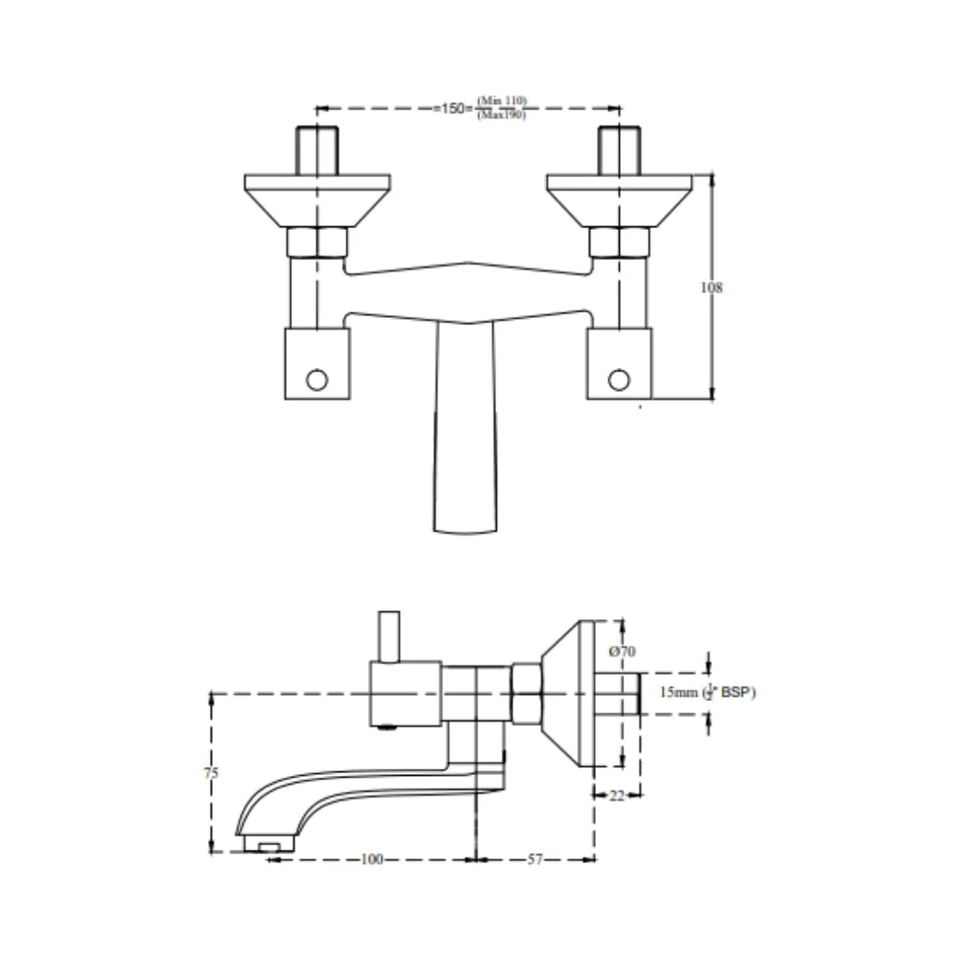 Cera 1 Way Wall Mixer Garnet F2002405 - Chrome Finish