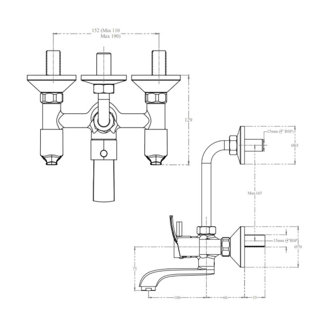 Cera 2 Way Wall Mixer Vivana F2014401 - Chrome Finish