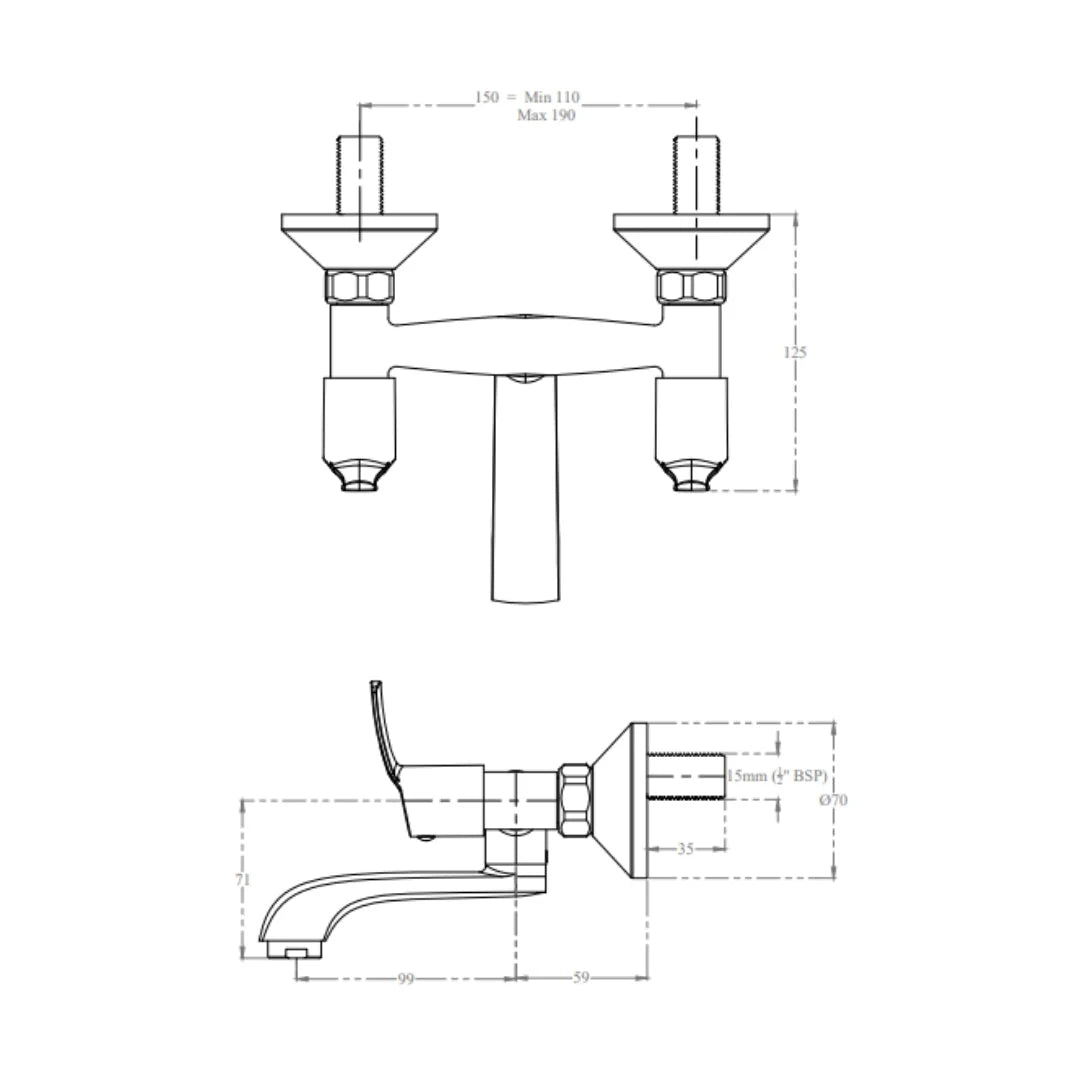 Cera 1 Way Wall Mixer Vivana F2014405 - Chrome Finish