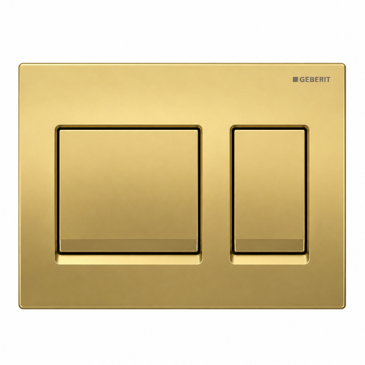 GEBERIT ACTUATOR ALPHA 25 SQUARE FLUSH PLATE- BRASS GOLD
