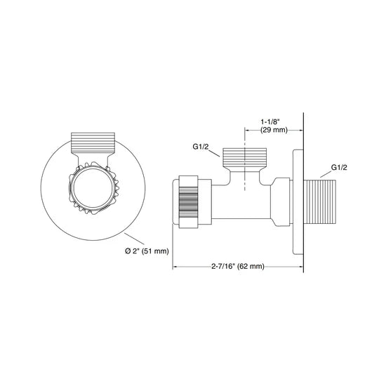 KOHLER BASIN AREA ANGLE VALVE COMPLEMENTARY 11568IN-7B-CP - CHROME