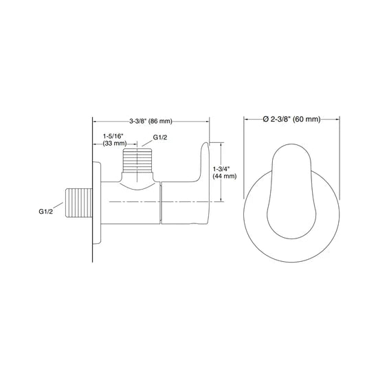 KOHLER BASIN AREA ANGLE VALVE JULY 80154IN-4-CP - CHROME
