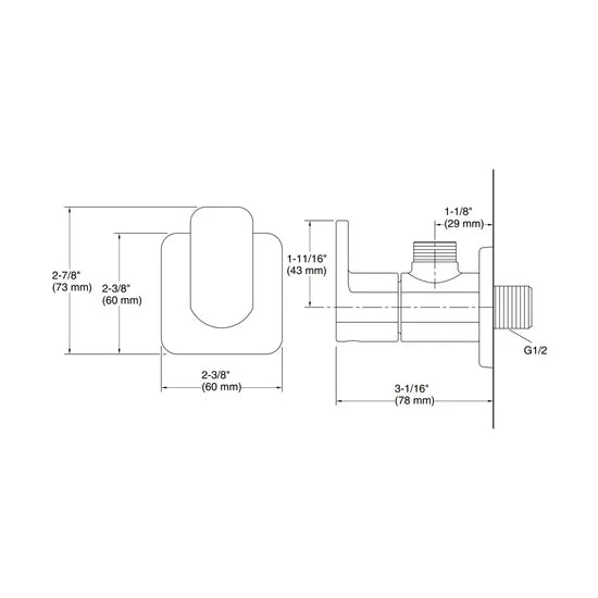 KOHLER BASIN AREA ANGLE VALVE PARALLEL 23515IN-4-RGD - ROSE GOLD