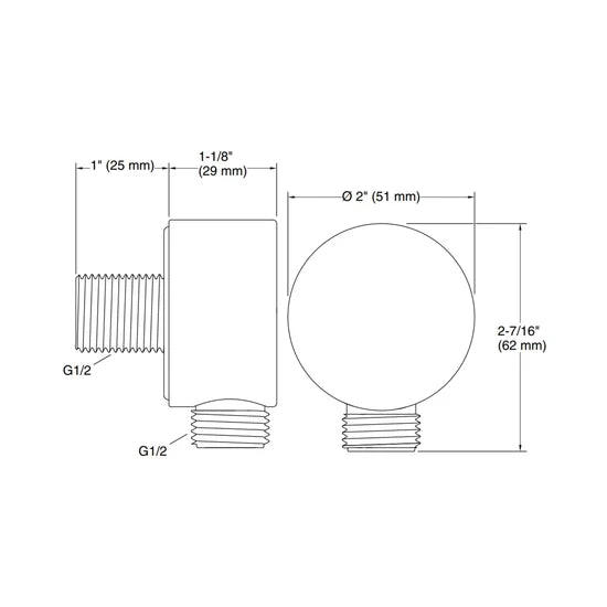 KOHLER SHOWER FITTING WALL OUTLET 22448IN-BL - BLACK MATT