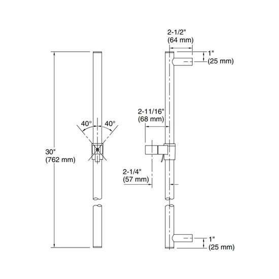KOHLER SHOWER FITTING SLIDING RAIL 8524-AF - FRENCH GOLD