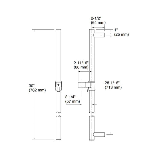 KOHLER SHOWER FITTING SLIDING RAIL 8524T-BV - BRUSHED BRONZE