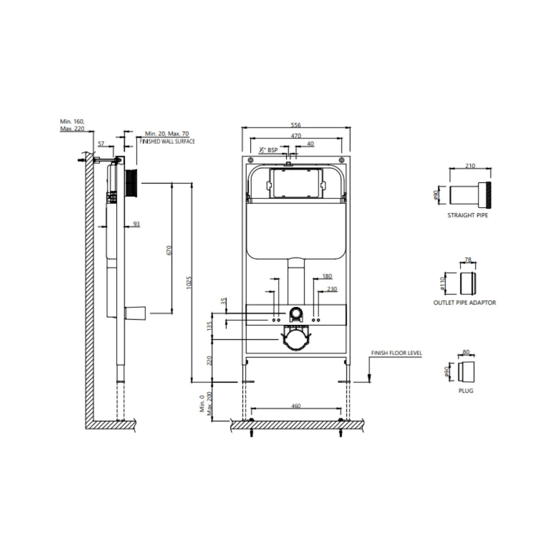 Jaquar Concealed Floor Mounted Cistern Full Frame JCS-WHT-2400FP - White