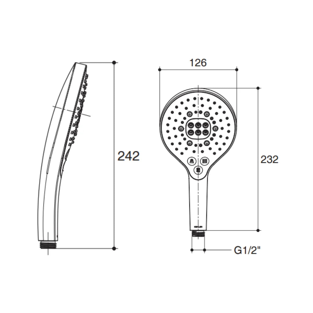 Kohler Multi Flow Hand Shower Rain Duet 24717T-BL - Black Matt