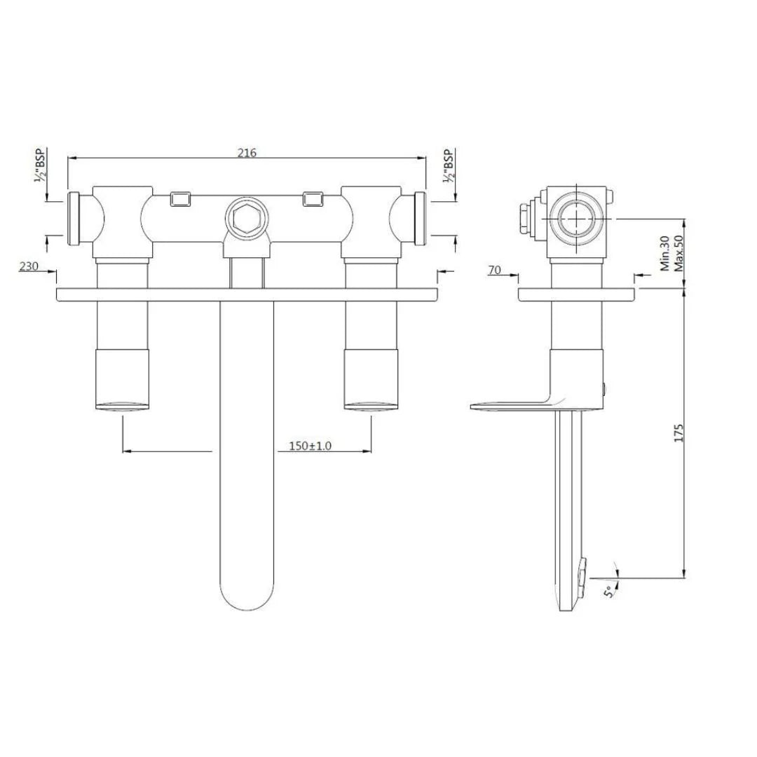 Jaquar Wall Mounted Basin Mixer Opal Prime OPP-BCH-15433PM - Black Chrome