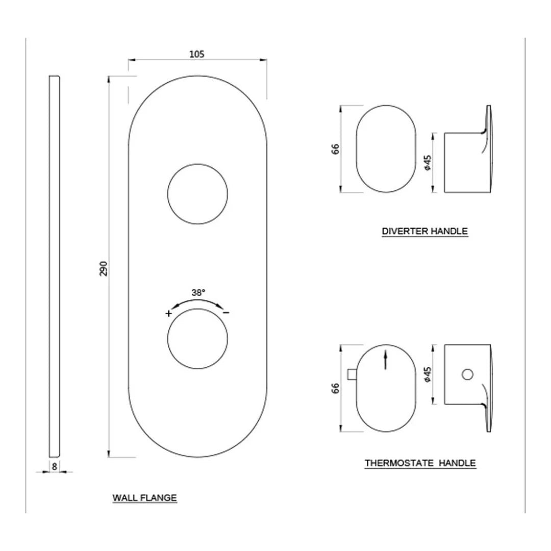 Jaquar 1 Way Thermostatic Diverter Opal Prime OPP-BLM-15661PM Normal Flow - Black Matt Finish