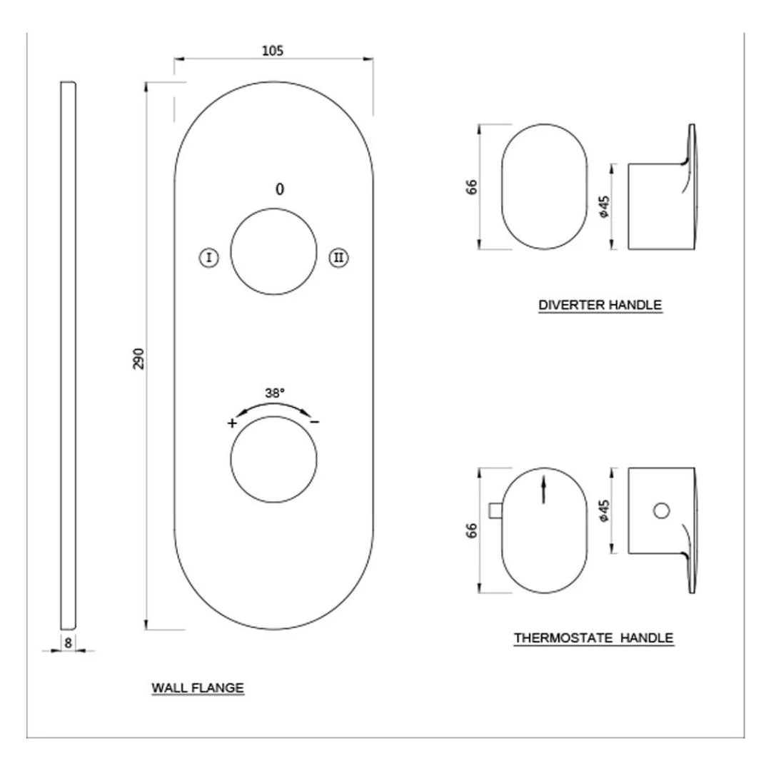 Jaquar 2 Way Thermostatic Diverter Opal Prime OPP-CHR-15681KPM Normal Flow - Chrome Finish