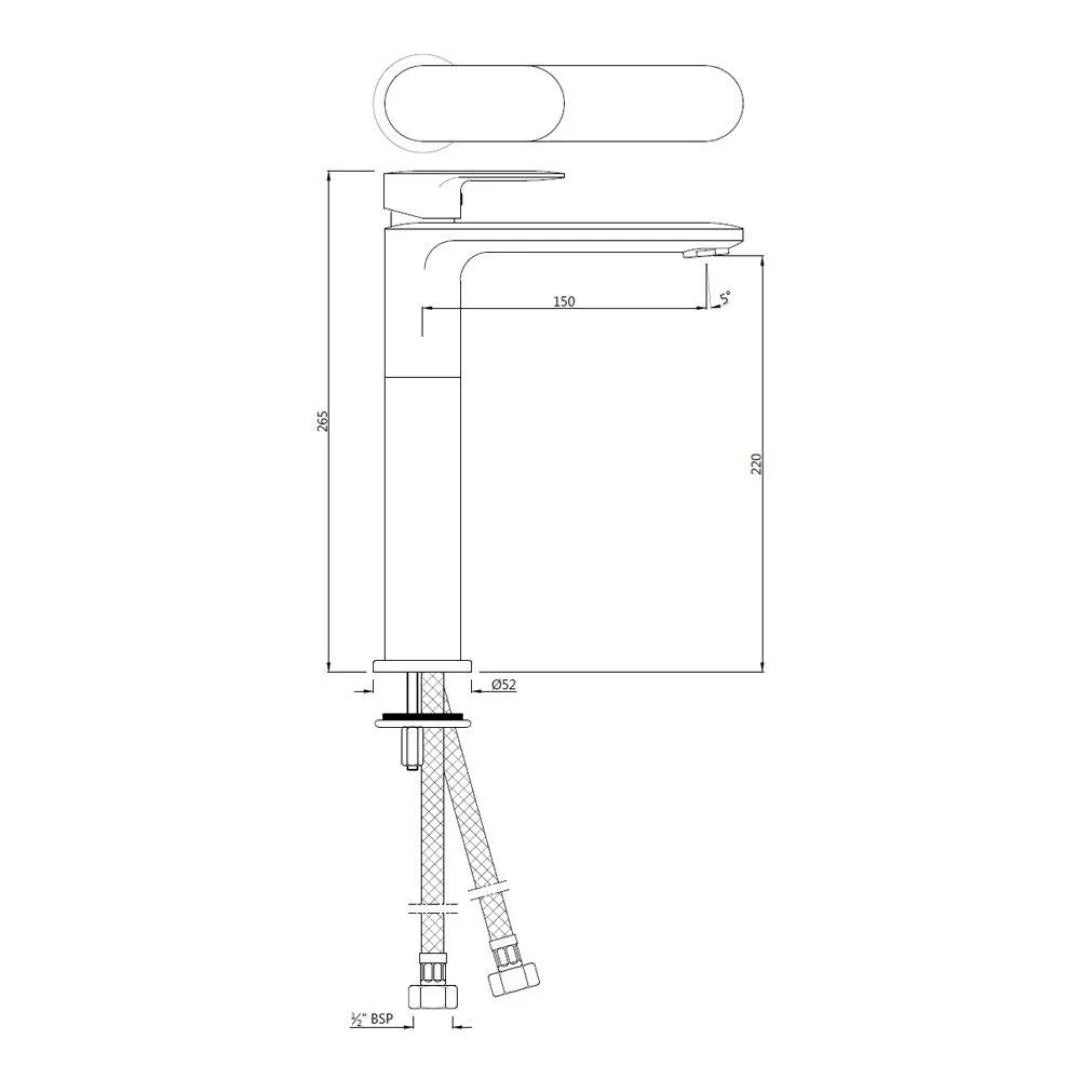 Jaquar Table Mounted Tall Boy Basin Mixer Opal Prime OPP-GMP-15005BPM - Gold Matt PVD