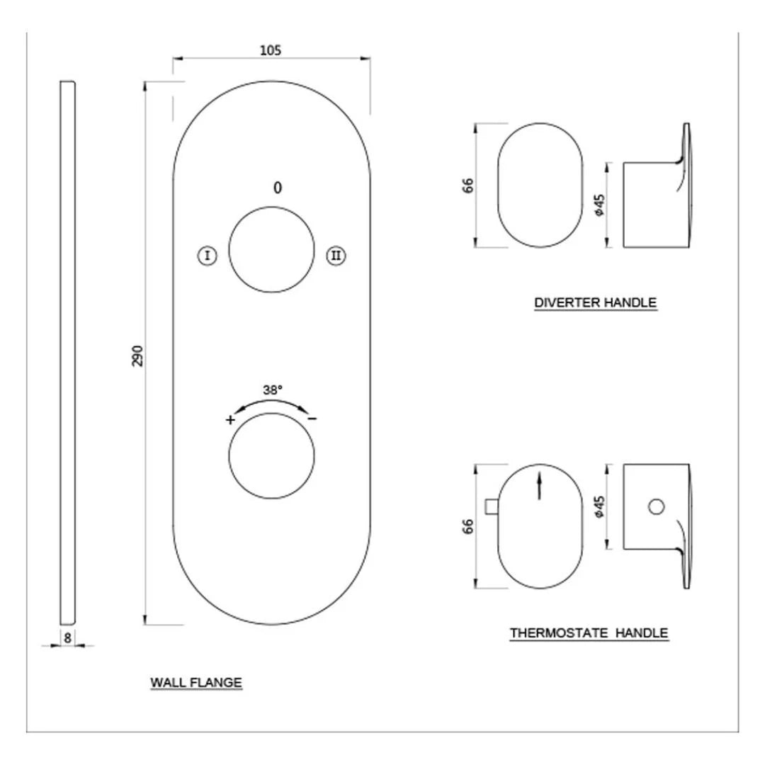 Jaquar 2 Way Thermostatic Diverter Opal Prime OPP-GMP-15681PM Normal Flow - Gold Matt PVD Finish