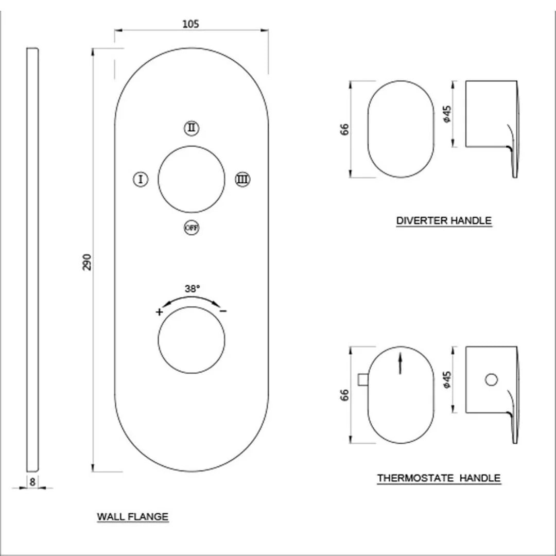 Jaquar 3 Way Thermostatic Diverter Opal Prime OPP-GMP-15683PM Normal Flow - Gold Matt PVD Finish