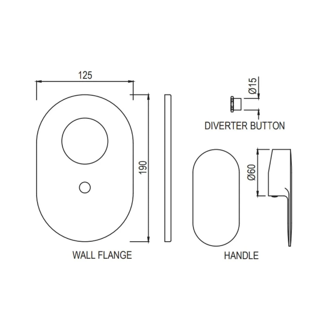 Jaquar 2 Way Diverter Opal Prime OPP-GRF-15193PM Normal Flow - Graphite Finish