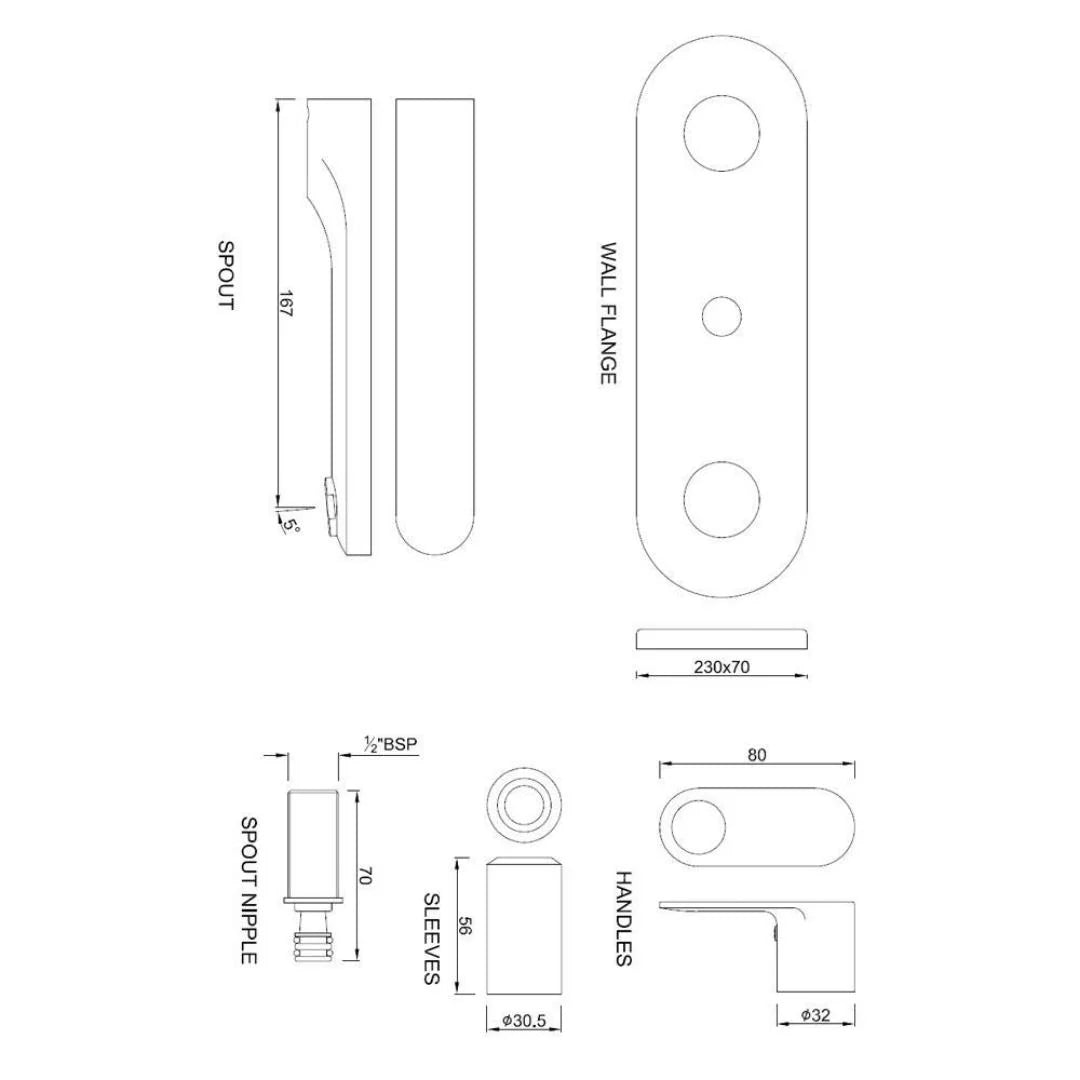 Jaquar Wall Mounted Basin Mixer Ornamix Prime ORP-ABR-10433PM - Antique Bronze