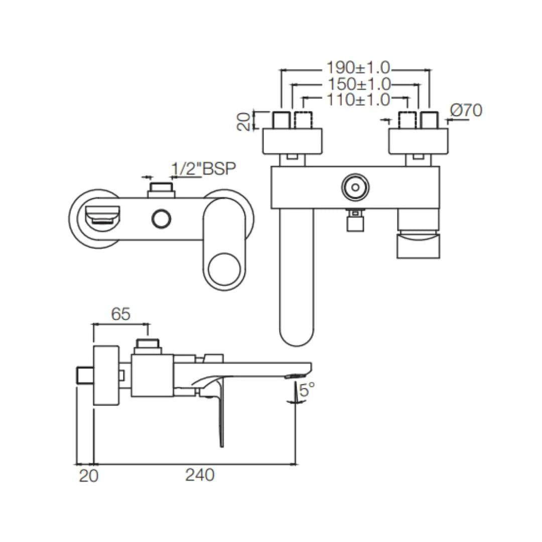 Jaquar 2 Way Wall Mixer Ornamix Prime ORP-CHR-10115PM Normal Flow - Chrome Finish