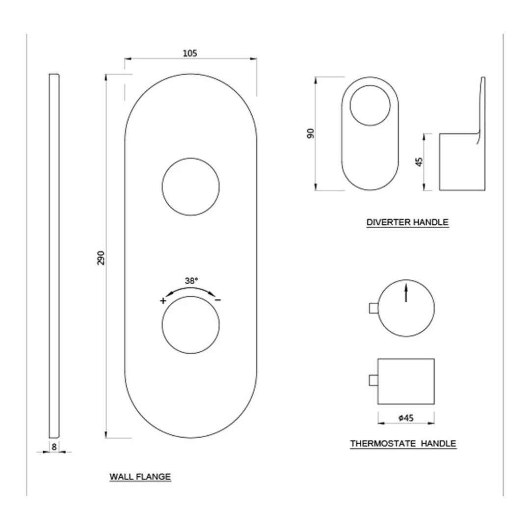 Jaquar 1 Way Thermostatic Diverter Ornamix Prime ORP-CHR-10661KPM Normal Flow - Chrome Finish