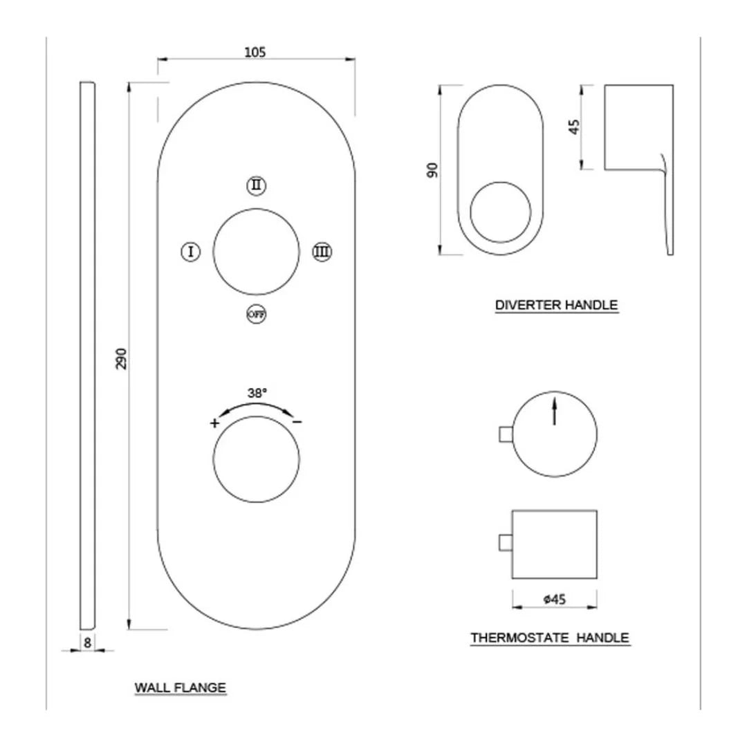 Jaquar 3 Way Thermostatic Diverter Ornamix Prime ORP-CHR-10683KPM Normal Flow - Chrome Finish
