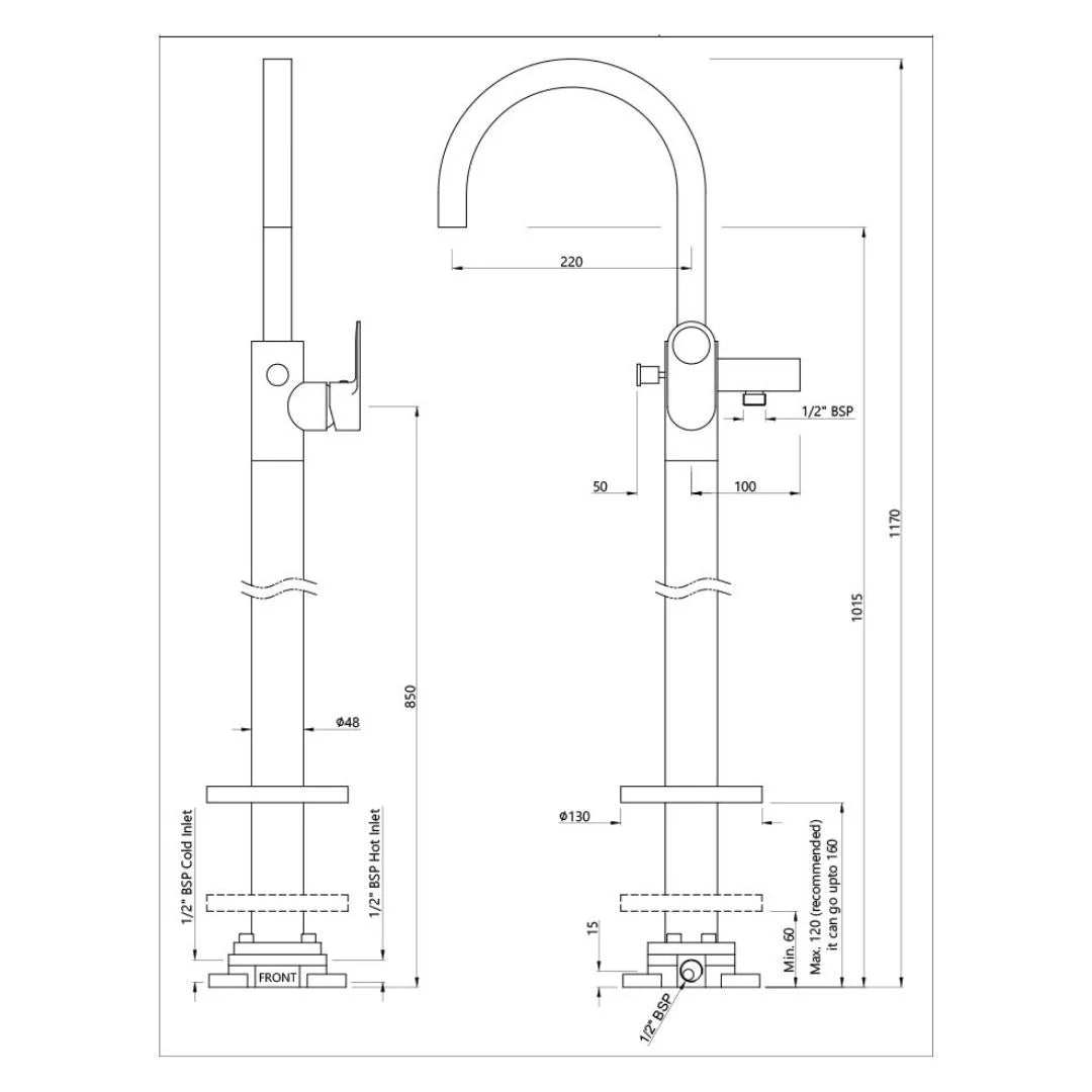 Jaquar 2 Way Bath Tub Filler Ornamix Prime ORP-GLD-10121KPM Normal Flow - Full Gold Finish