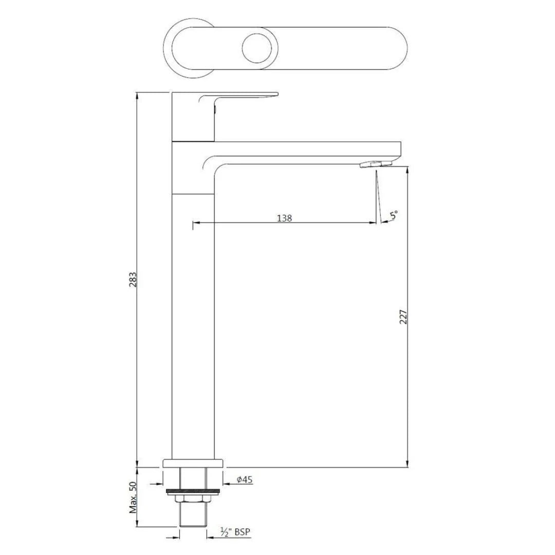 Jaquar Table Mounted Tall Boy Basin Tap Ornamix Prime ORP-GRF-10021PM - Graphite