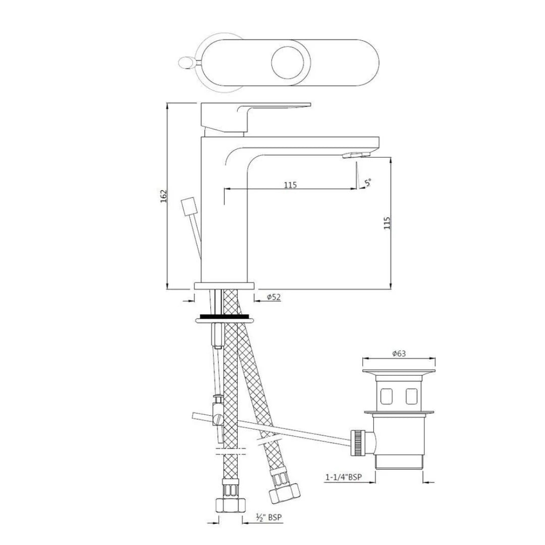 Jaquar Table Mounted Regular Basin Mixer Ornamix Prime ORP-GRF-10051BPM - Graphite