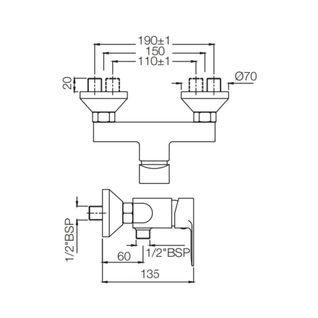 Jaquar 1 Way Wall Mixer Ornamix Prime ORP-GRF-10149PM Normal Flow - Graphite Finish