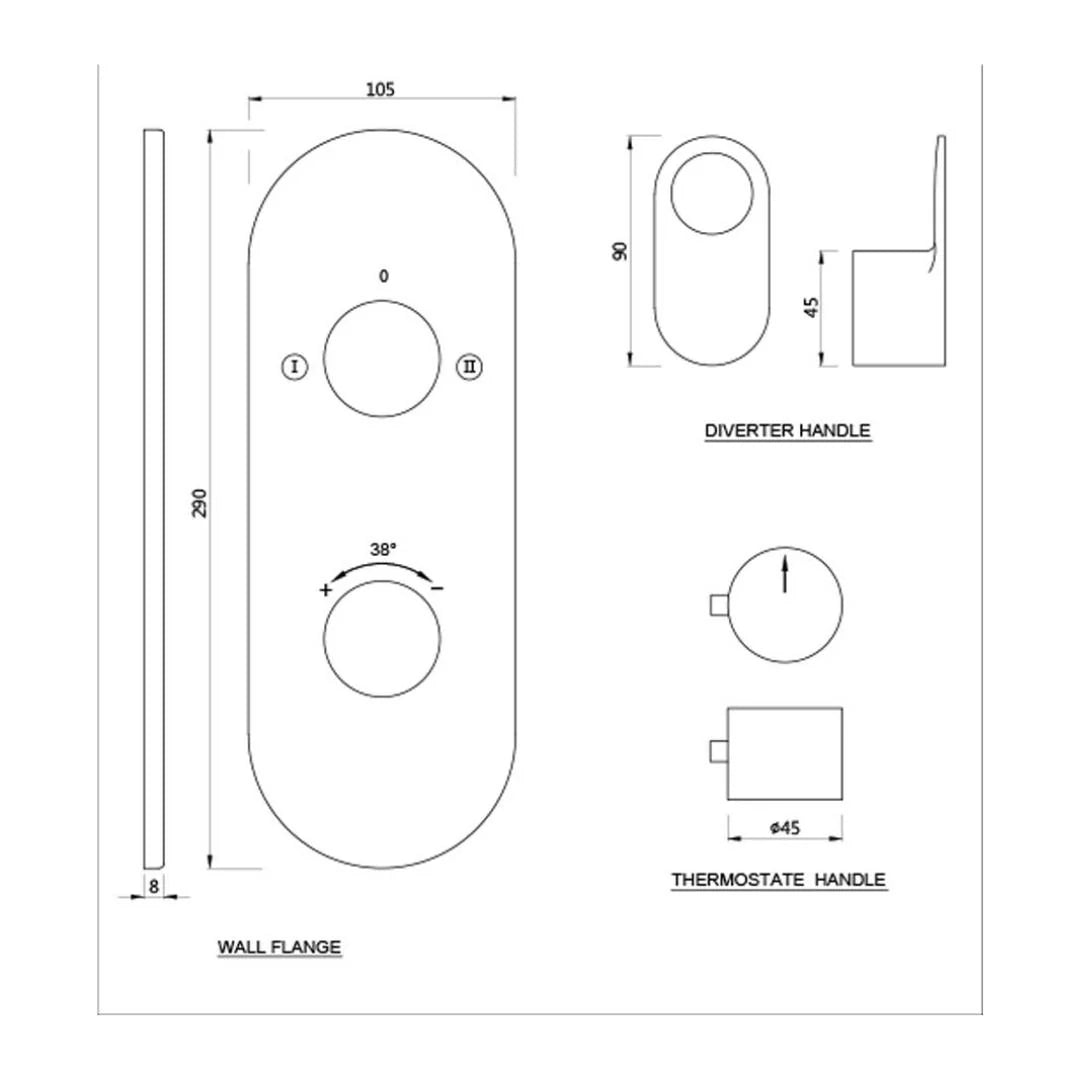 Jaquar 2 Way Thermostatic Diverter Ornamix Prime ORP-SSF-10681PM Normal Flow - Stainless Steel Finish