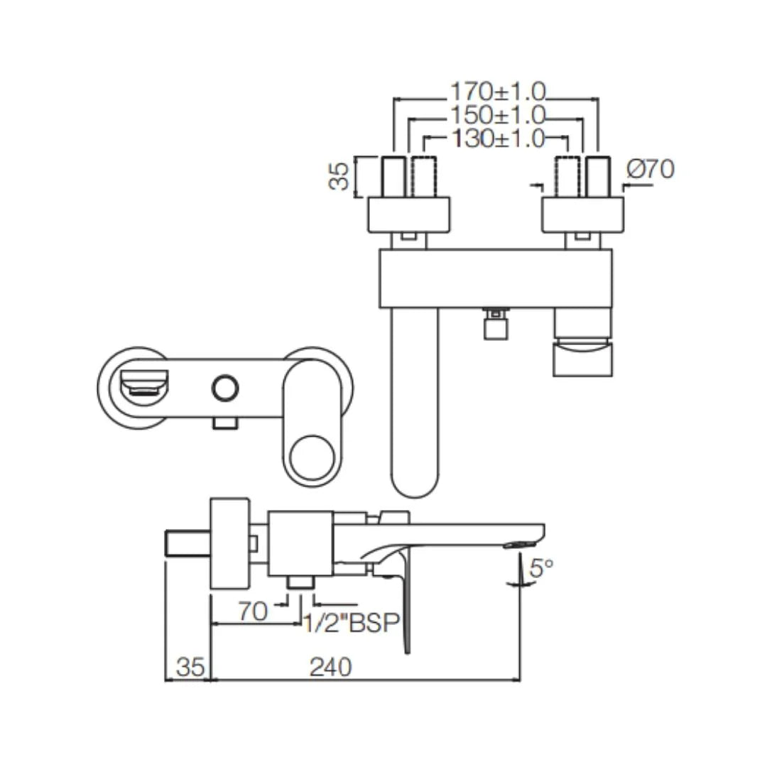 Jaquar 2 Way Wall Mixer Ornamix Prime ORP-WHM-10119PM Normal Flow - White Matt Finish