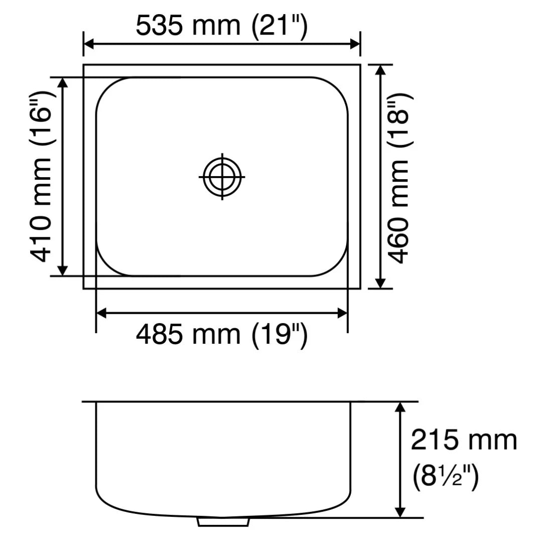 Nirali Stainless Steel Sink Rectangular Straight Range ORRA ( 21 x 18 inches ) - Glossy