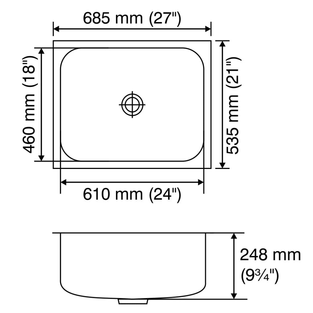 Nirali Stainless Steel Sink Rectangular Straight Range ORRA ( 27 x 21 inches ) - Glossy