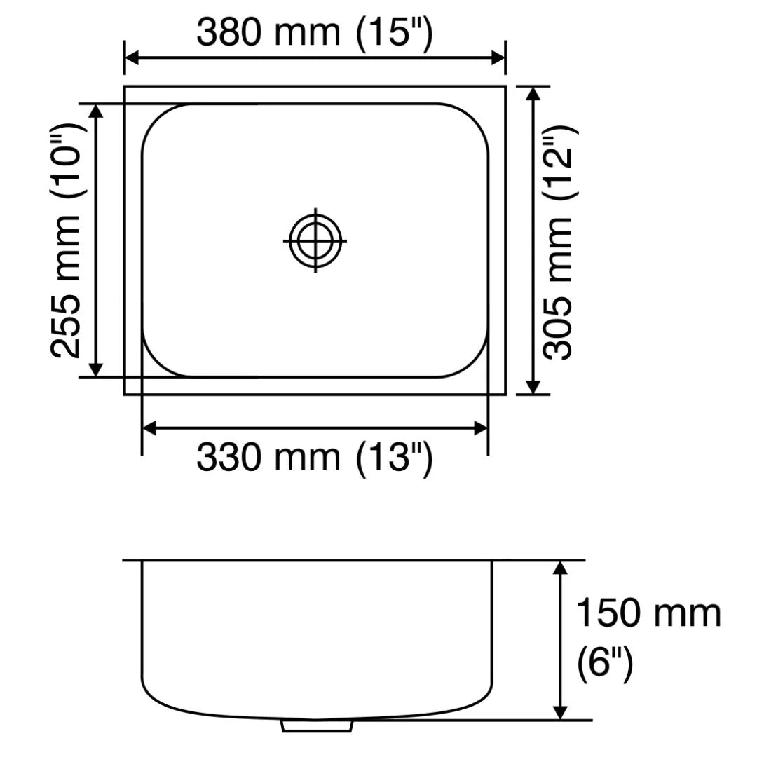 Nirali Stainless Steel Sink Rectangular Straight Range ORRA ( 15 x 12 inches ) - Glossy