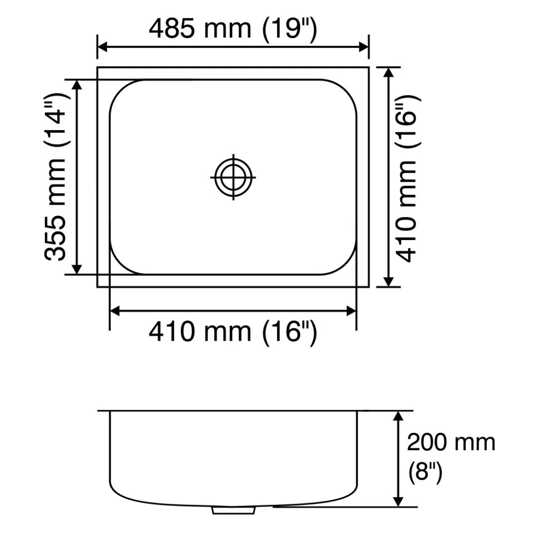 Nirali Stainless Steel Sink Rectangular Straight Range ORRA ( 19 x 16 inches ) - Satin