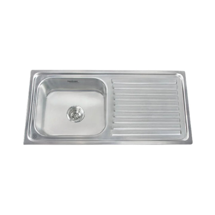 Hindware Stainless Steel Sink Pressed Series SINGLE BOWL WITH DRAINER PLATINO 36 x 20 x 8 ( 36 x 20 inches ) - Glossy