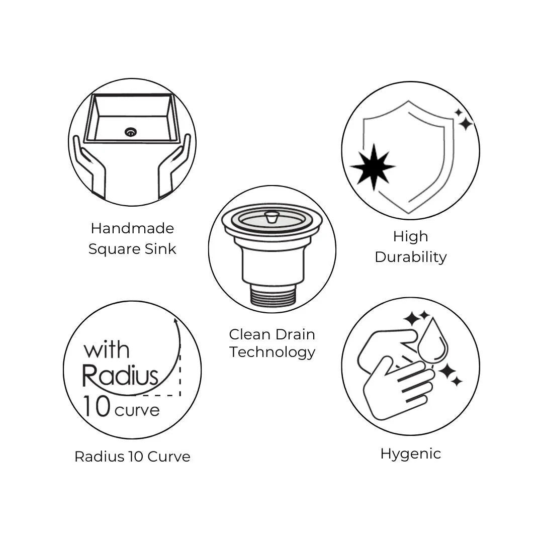 Hindware Stainless Steel Sink Pressed Series SINGLE BOWL WITH DRAINER PLATINO 40 x 20 x 8 ( 40 x 20 inches ) - Matt