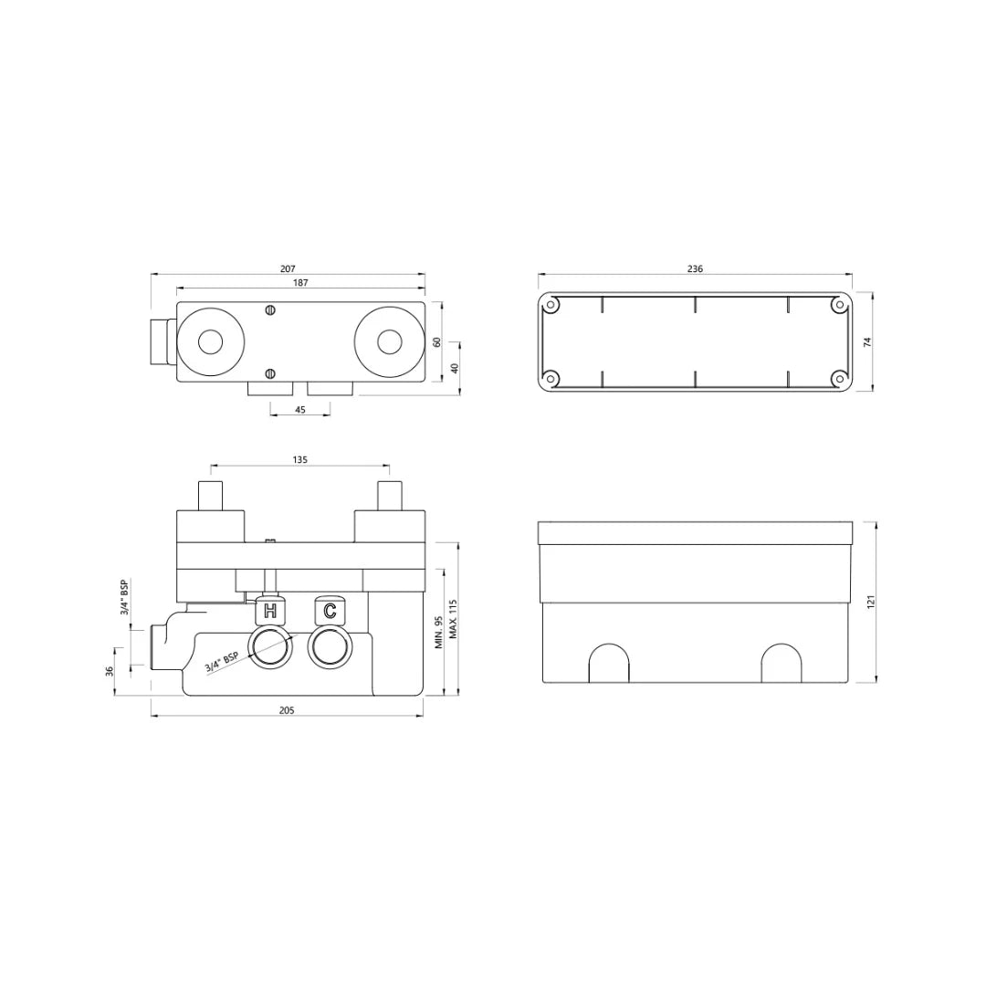 Jaquar Universal Valve Qloud QLD-CHR-309661C - Chrome