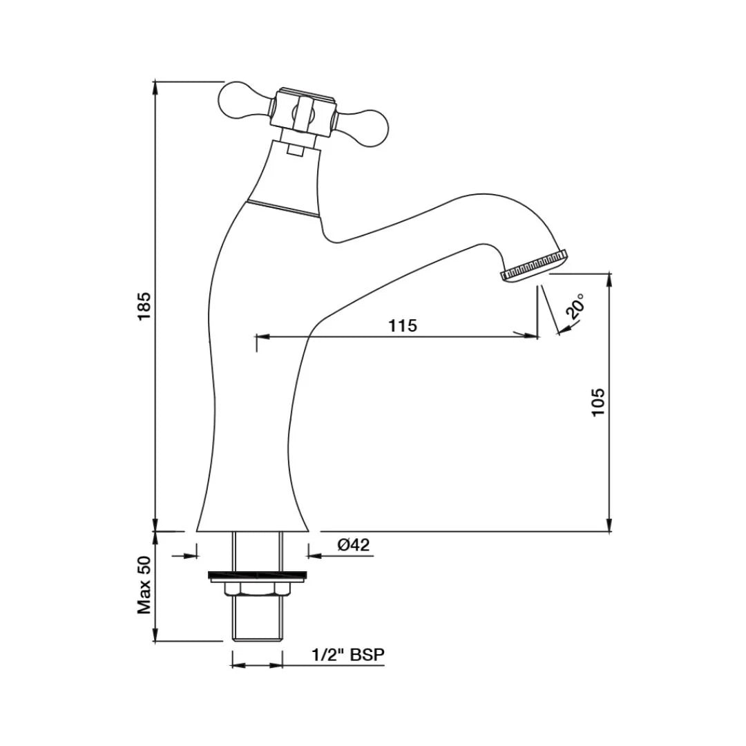 Jaquar Table Mounted Regular Basin Tap Queens Prime QQP-CHR-7011PM - Chrome