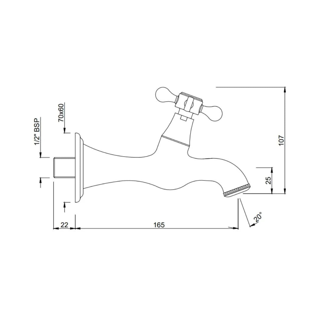 Jaquar WC Area Bib Tap Queens Prime QQP-CHR-7037PM - Chrome