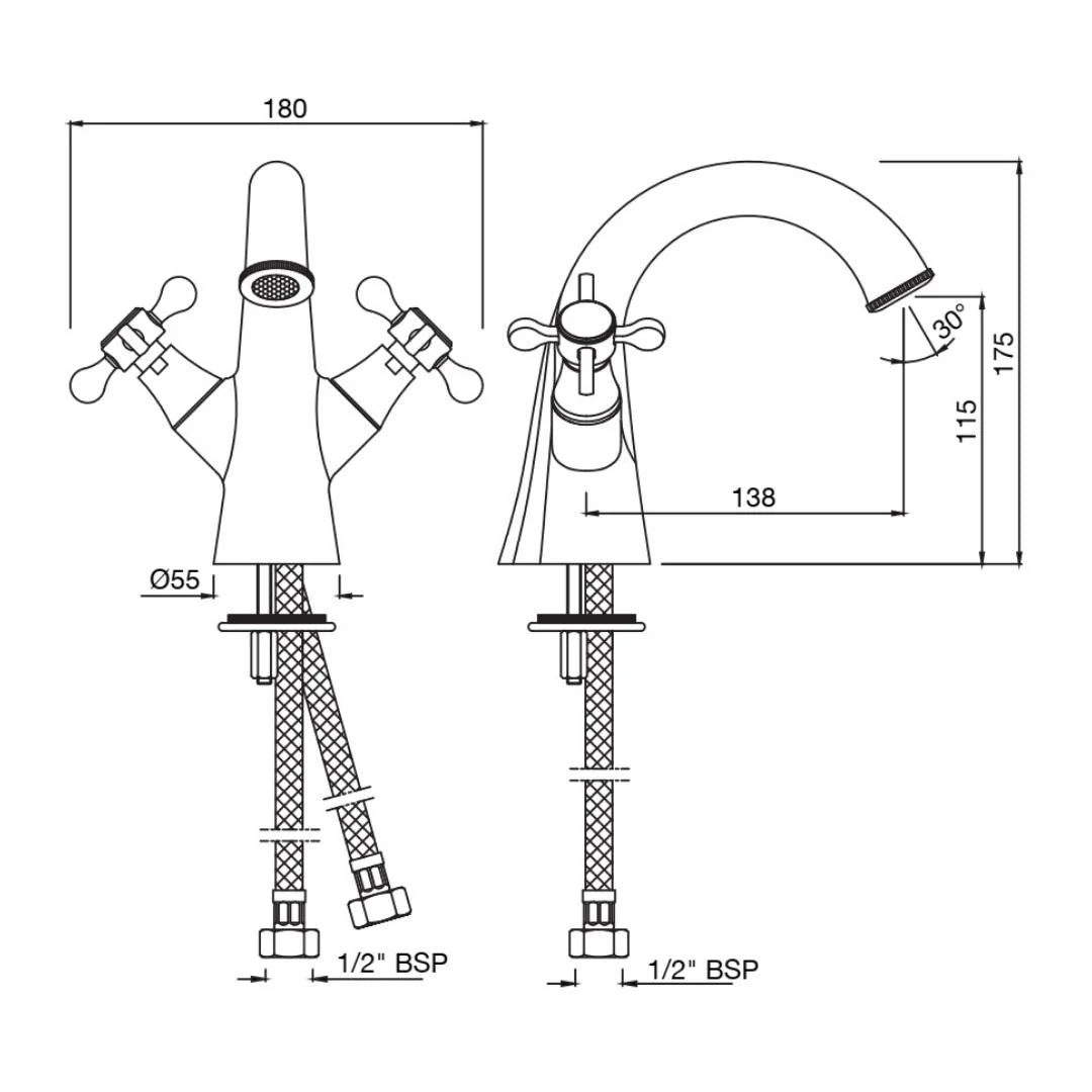 Jaquar Table Mounted Regular Basin Mixer Queens Prime QQP-CHR-7167BPM - Chrome