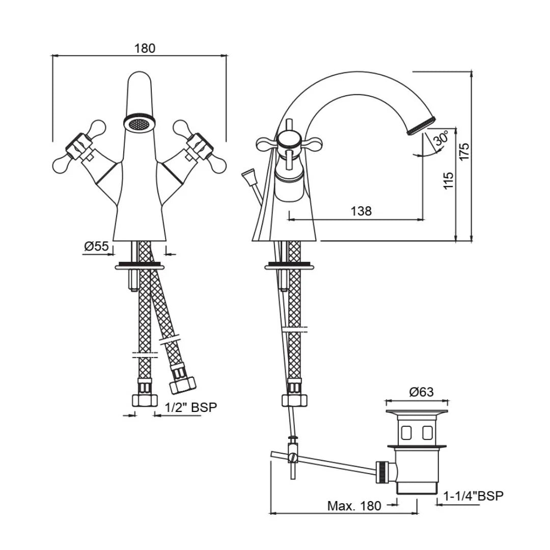 Jaquar Table Mounted Regular Basin Mixer Queens Prime QQP-CHR-7169BPM - Chrome