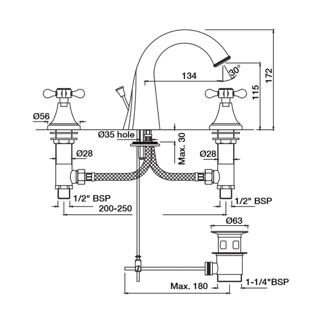 Jaquar Table Mounted Regular Basin Mixer Queens Prime QQP-CHR-7191PM - Chrome