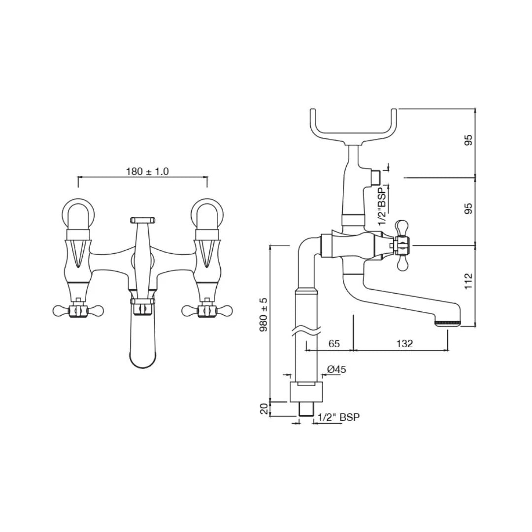 Jaquar 2 Way Bath Tub Filler Queens Prime QQP-CHR-7271PMHL Normal Flow - Chrome Finish