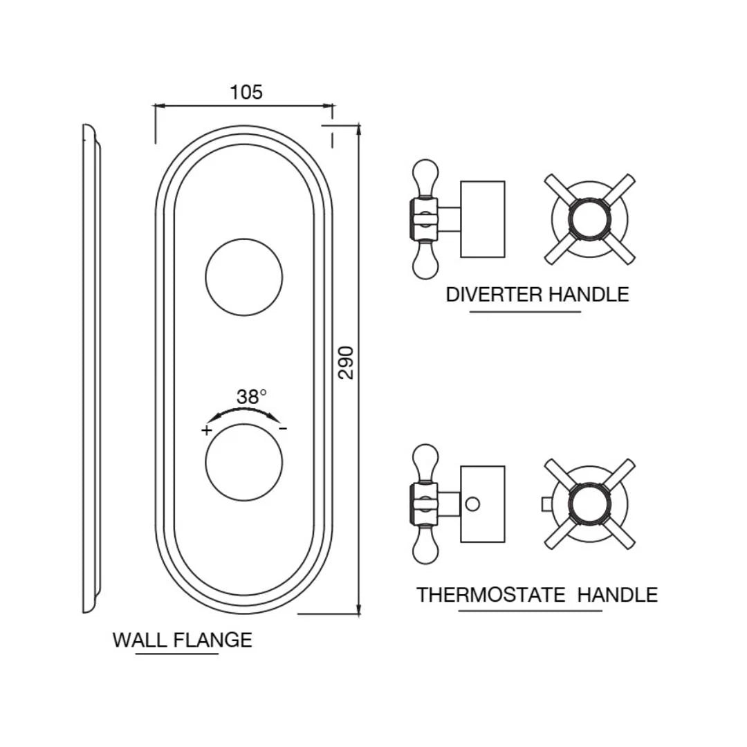 Jaquar 1 Way Thermostatic Diverter Queens Prime QQP-CHR-7661KPM Normal Flow - Chrome Finish