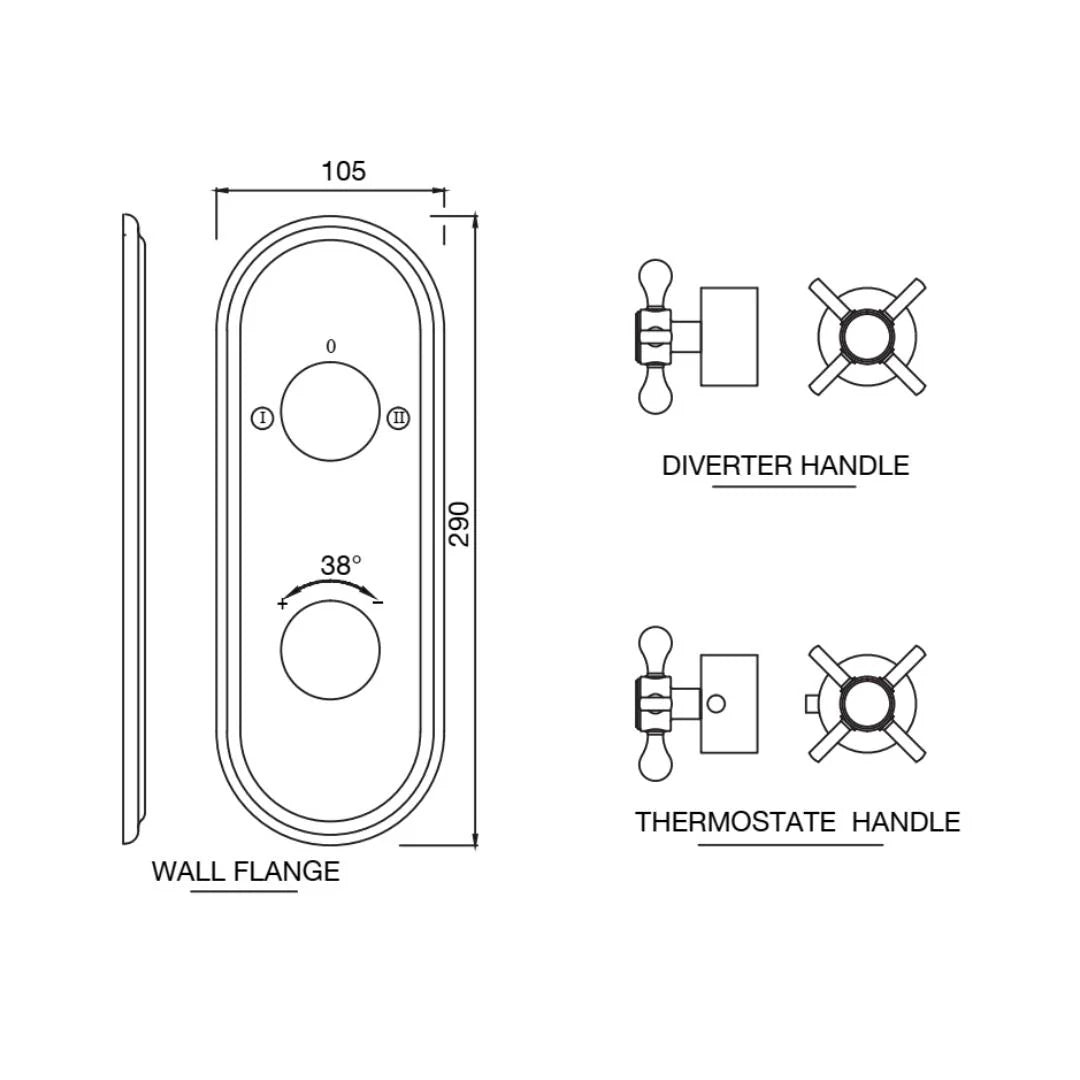 Jaquar 2 Way Thermostatic Diverter Queens Prime QQP-GLD-7681PM Normal Flow - Full Gold Finish