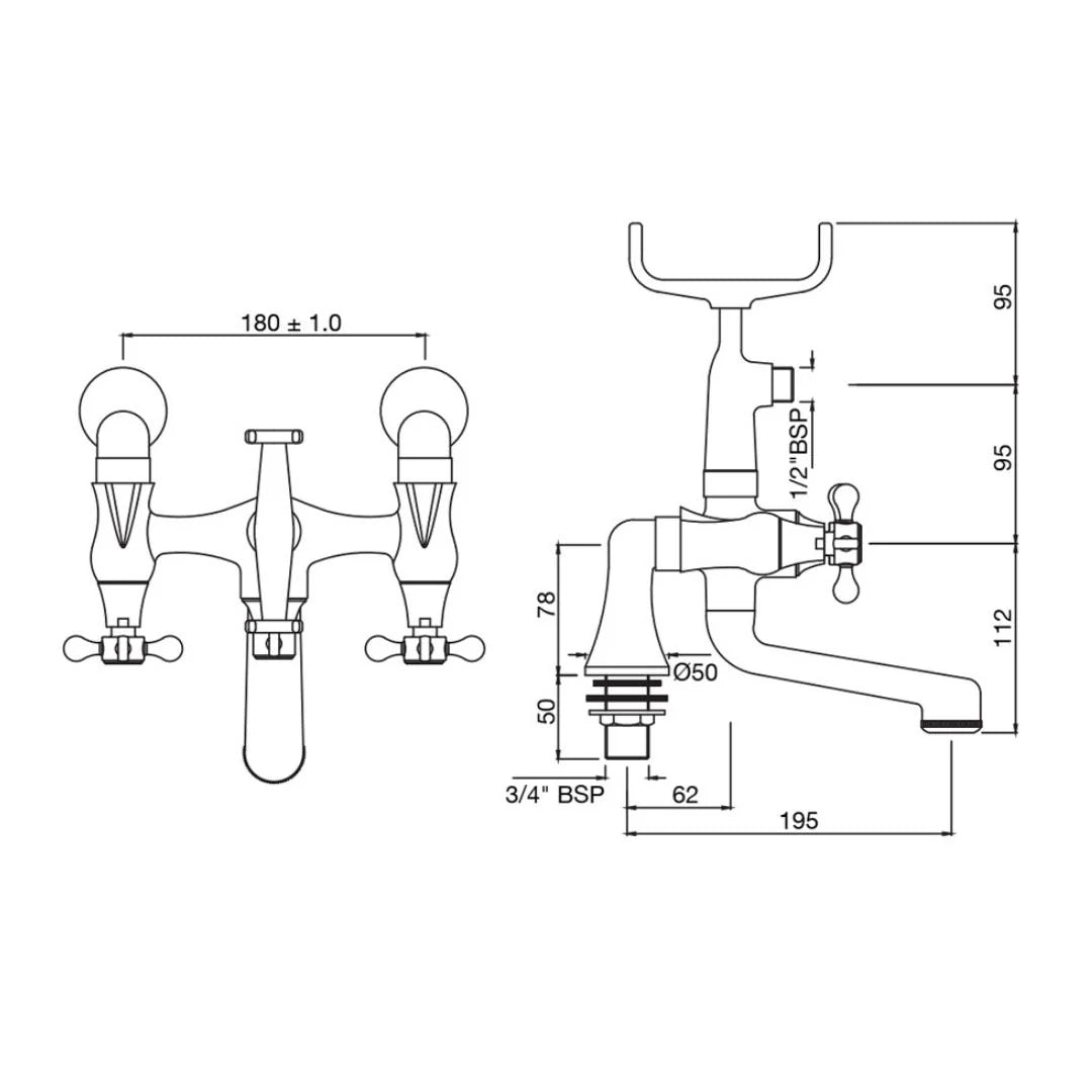 Jaquar 2 Way Bath Tub Filler Queens Prime QQP-GRF-7271PM Normal Flow - Graphite Finish